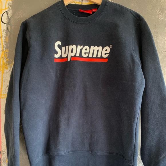 Supreme Underline Crewneck Navy